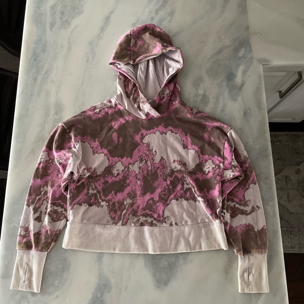 JoyLab Women's  Acid Wash Marble MultiColor Hoodie Size Large